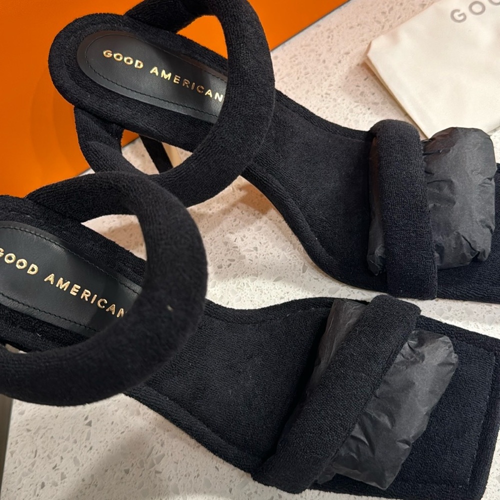 Good American Black Terry Sandal 11